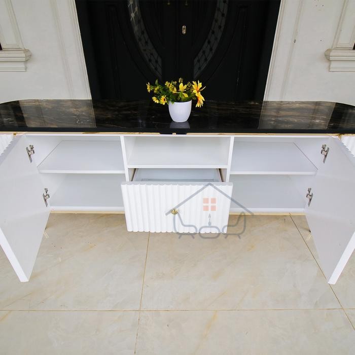 Delvira Meja TV Minimalis Modern Rak TV Lemari TV Bufet TV Minimalis Buffet Oval Credenza Aesthetic 