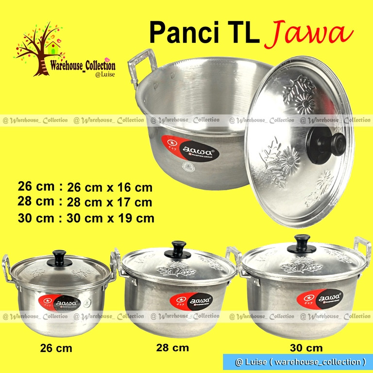 PANCI JAWA / PANCI RUMAHAN + TUTUP / PANCI ALUMINIUM / PANCI MASAK JAWA 26CM/ 28CM / 30CM