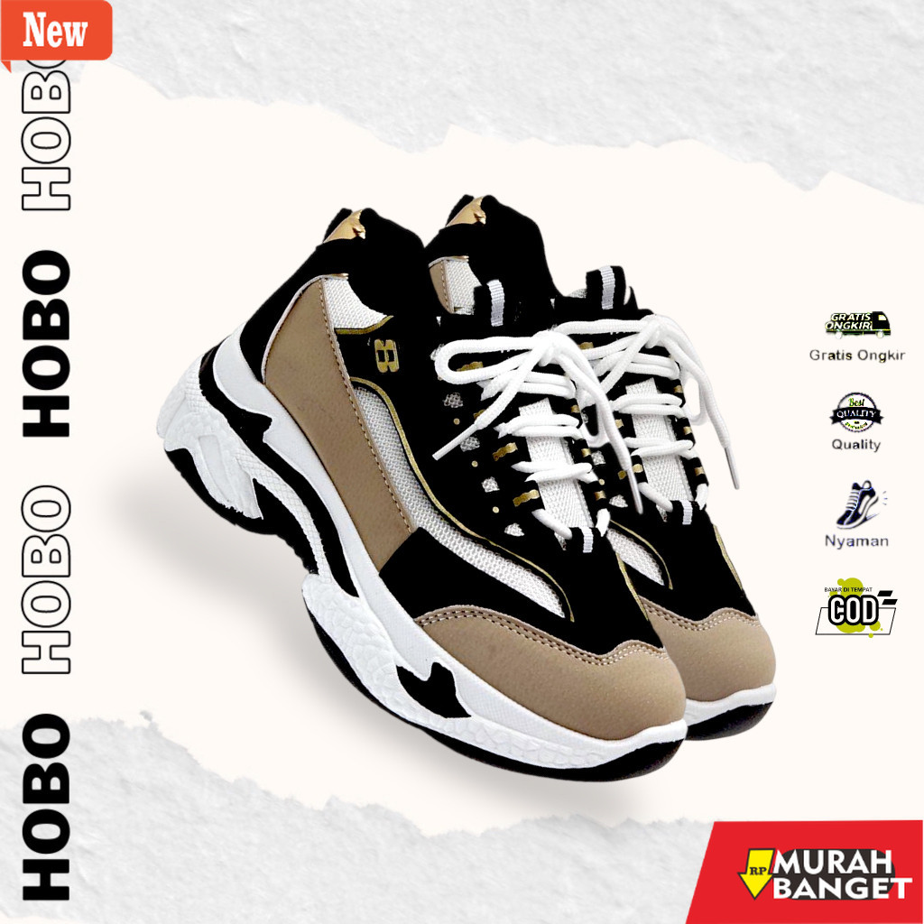 sepatu sneakers wanita original [ HOBO ID ] SNEAKERS WANITA KOREA SEPATU OLAHRAGA WARNA COKLAT DAN H