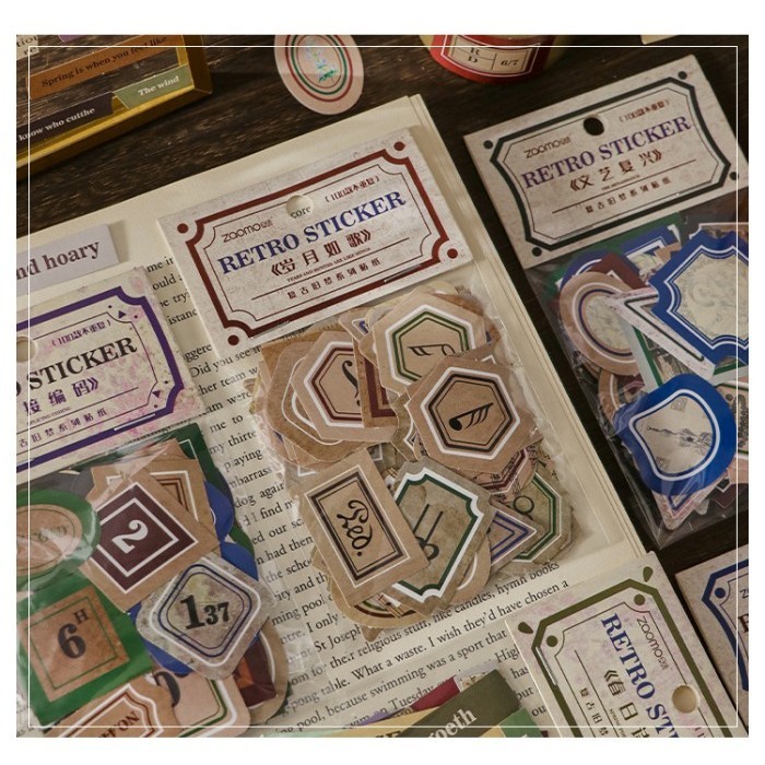 

100 Lembar / Pack Washi Sticker Scrapbook VINTAGE LABEL RETRO STICKERS Journal DIY
