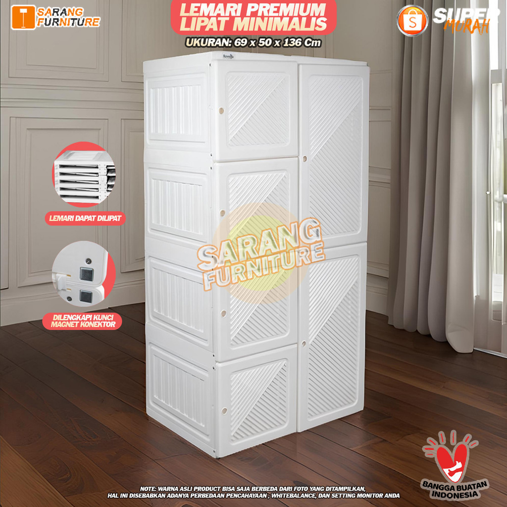 Lemari Lipat Jumbo Rovega CPB 5 Box 6 Pintu 1 Gantungan Lemari Pakaian Lemari Portable dan Gantungan