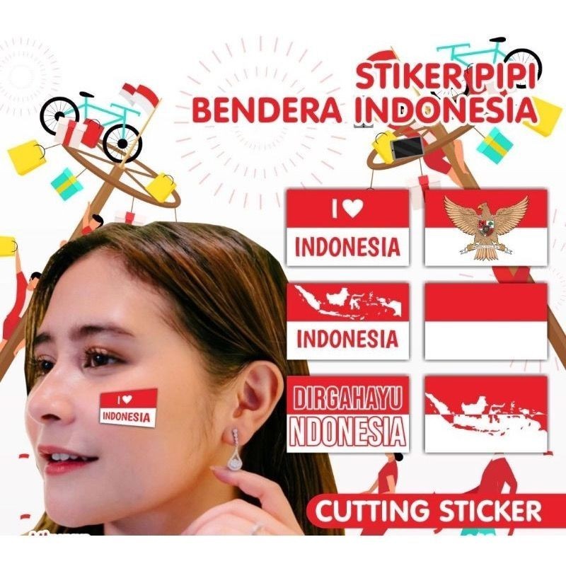 

[HARGA PER LEMBAR] Stiker Pipi Merah Putih / Stiker Pipi Dirgahayu RI 1 Lembar Isi 32 Pcs / Aksesoris 17 Agustus / Tempelan Pipi Bendera / Sticker Pipi 17 Agustus RI
