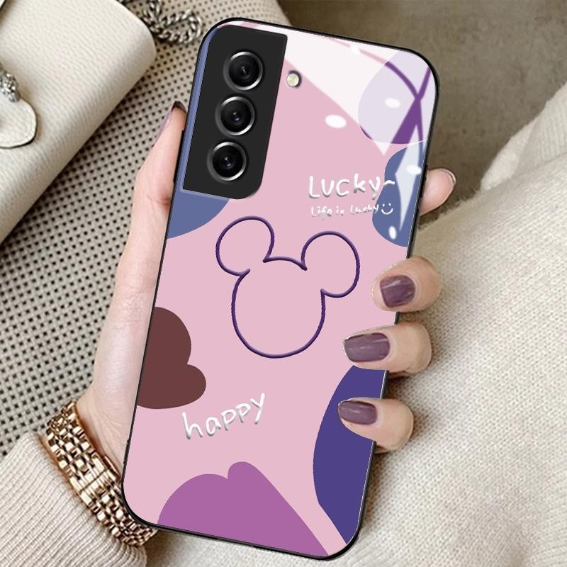 Casing Hp For Samsung S21 FE 5G S21 5G S21 Plus S21 Ultra Glass Silicon Back Fashions Mickey Mouse C