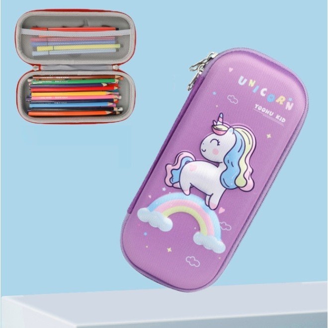 

TERLARIS! TP81 Kotak Tempat Pensil Timbul 3D EVA Anak Sekolah Kuat Awet Murah - Uni Rain Purple