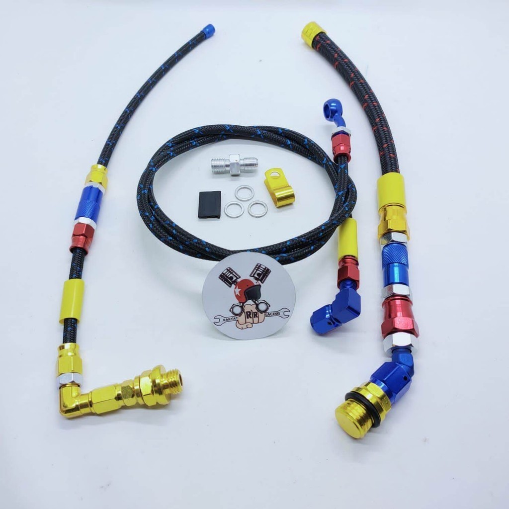 Selang rem depan serat carbon non psi+selang oli serat carbon+selang garden serat carbon Universal H