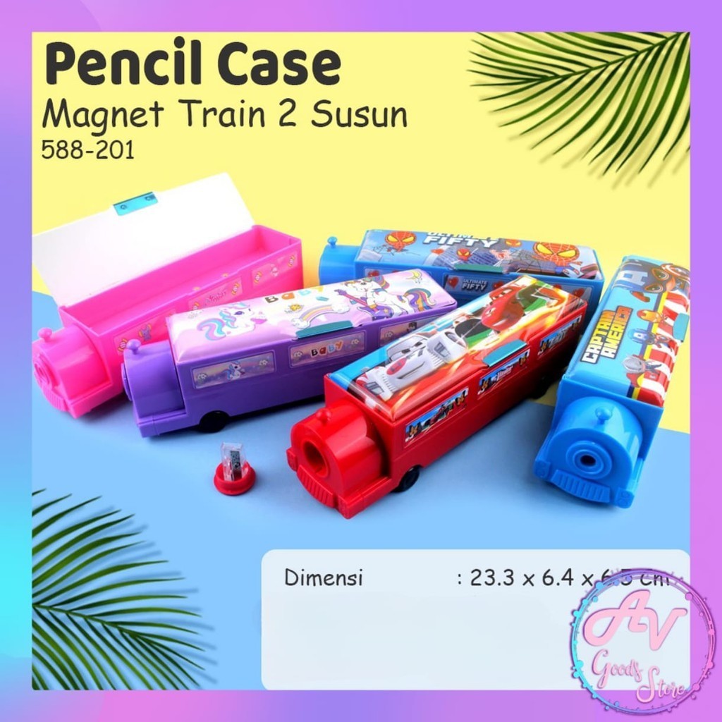

KOTAK PENSIL MAGNET KERETA SUSUN KARAKTER 588-201 / TEMPAT PENSIL PLASTIK FANCY