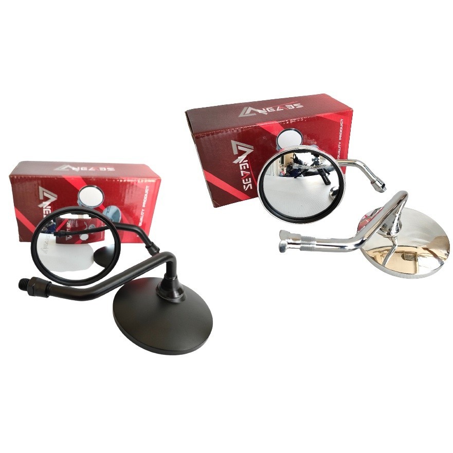 PENDEK 14MM - Spion Retro Mini  Pendek Bulat kaca Cembung Putih Universal Motor