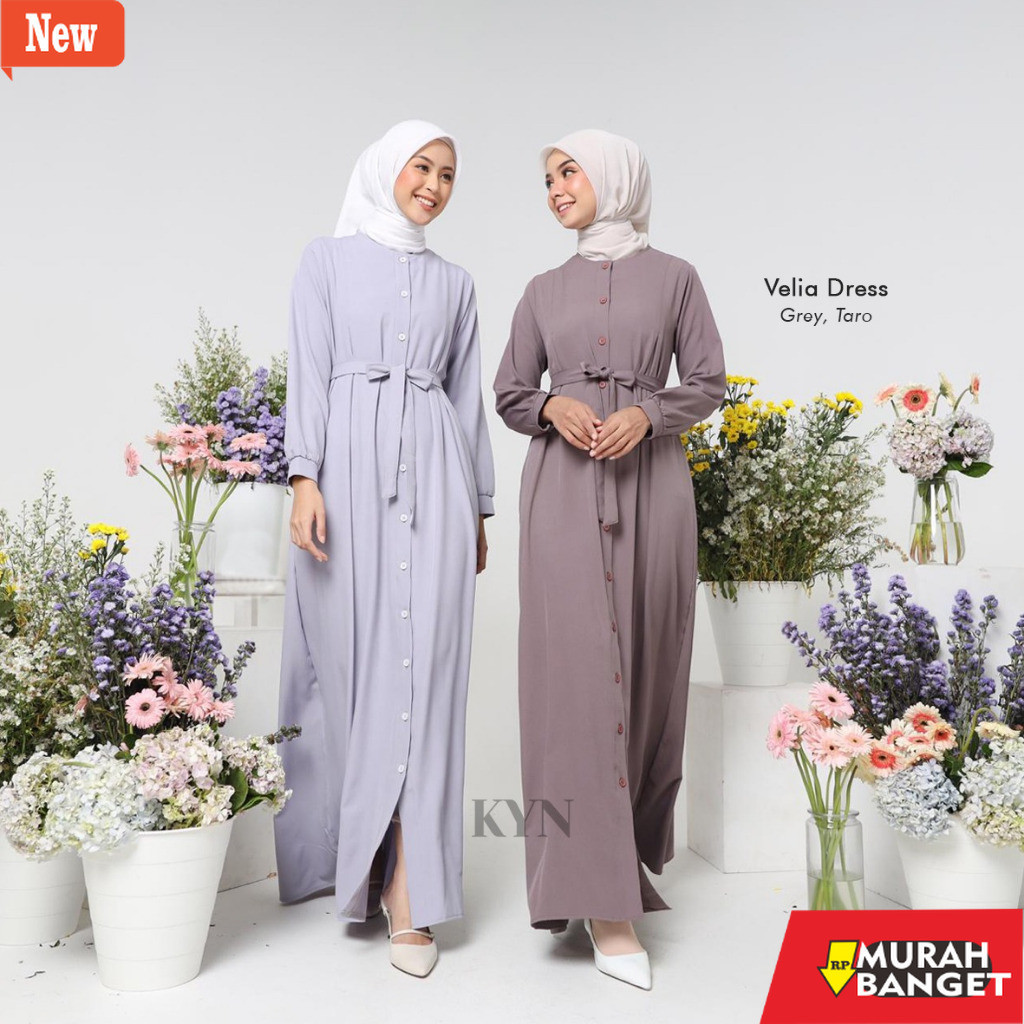 gamis kekinian tahun 2024 KYN Velia Dress - Dress Kondangan Gamis Wanita Bahan Shakila Premium