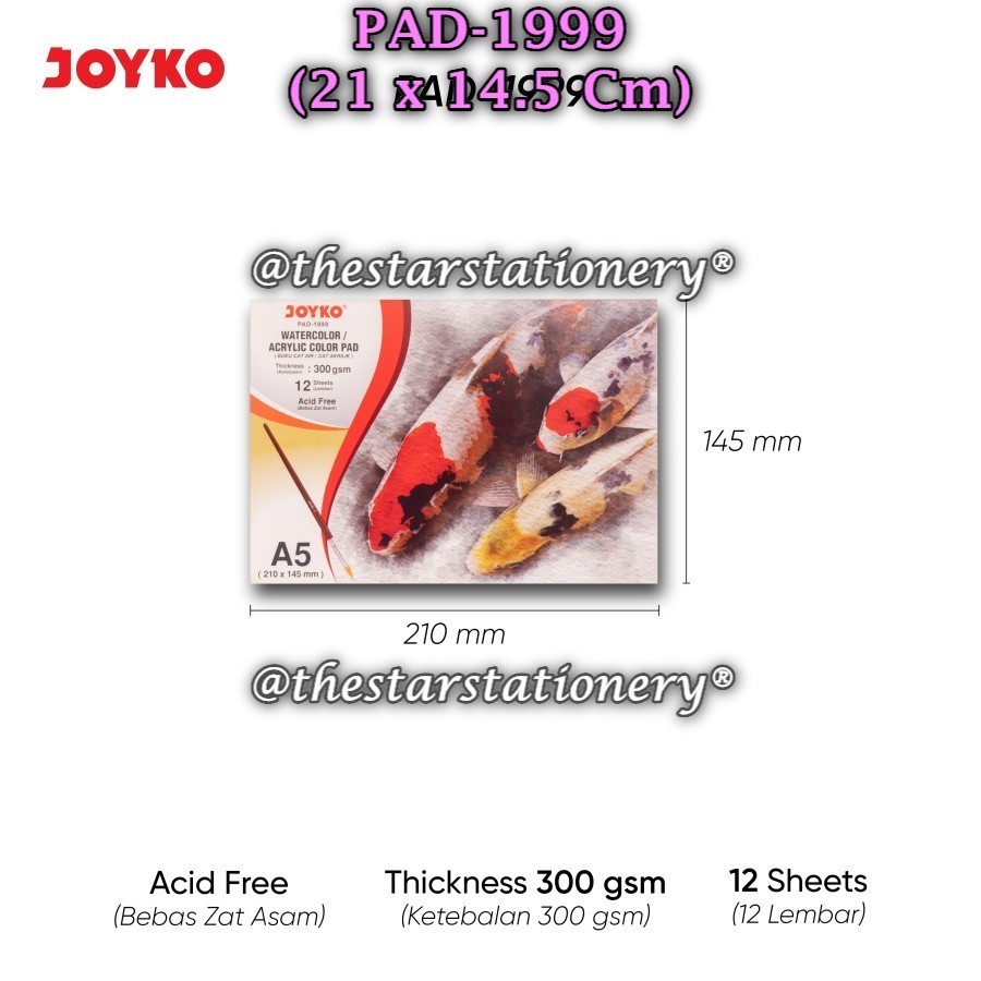 

(1 Biji) GROSIR Buku Gambar Cat Air Akrilik Joyko PAD-1999 A5-12 / Watercolor Pad Joyko PAD-1999
