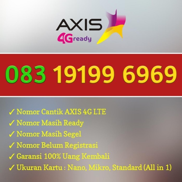 Kartu Perdana Axis Nomor Cantik Axis 4G LTE Hoki 69 69