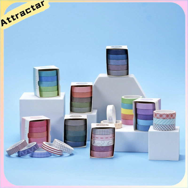 

Suuunya 5 Pcs Warna Solid Masking Tape Buku Harian Scrapbooking Dekorasi DIY Washi Tape
