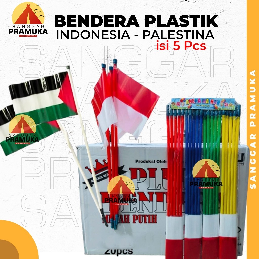 [5 Pcs] Bendera Sedotan / Bendera  Plastik / Bendera Stik / Bendera Tangan Bendera Palestina Tangan