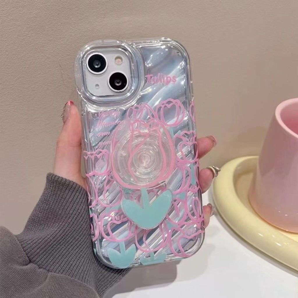 Pink tulip 3D phone case Vivo Y15 Y20 Y22 Y21 Y21s Y02Y02t Y12s Y17s Y15s Y01 Y16 Y33t Y22s Y27 Y12 