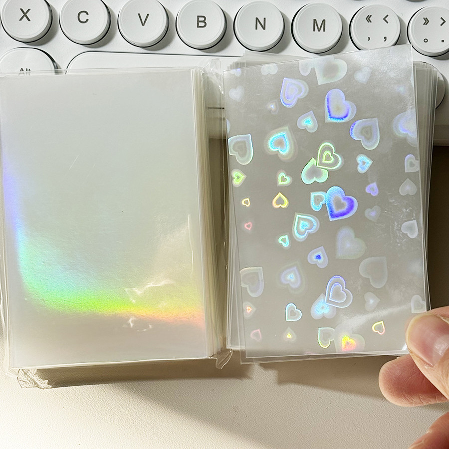 

Sharkbang 50pcs/Lot Holo Card Sleeves 61x91mm Matte Heart Laser Kpop Holders For Postcards Films Game Cards Photocard Protector