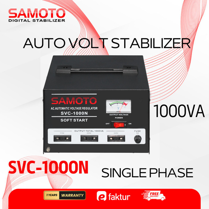 SVC-1000N STABILIZER SINGLE PHASE 1000 VA SAMOTO