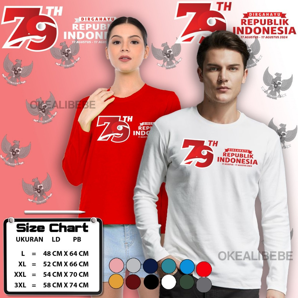 KAOS LENGAN PANJANG HUT RI KE 79 INDONESIA WANITA HUT RI 79 KAOS LENGAN PANJANG HUT RI ATASAN WANITA