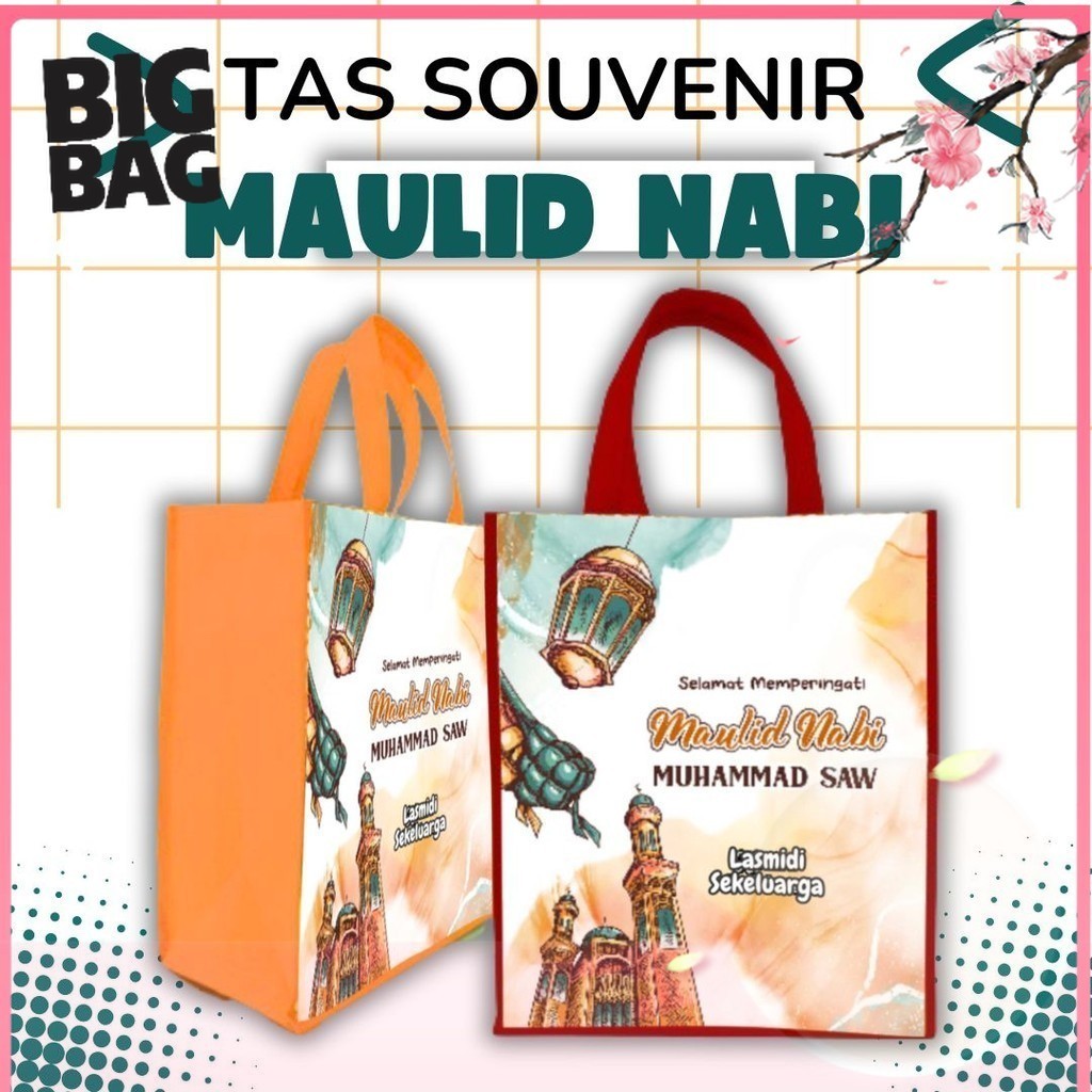 

BIGBAGPRINT- Tas Souvenir Goodie Bag Maulid Nabi Bisa Tambah nama dan Foto