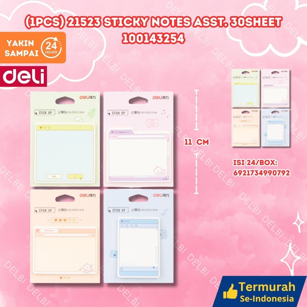 

Deli Sticky Notes - Memo Tempel Lucu 21523 STICKY N OTES ASST.30 SHEET