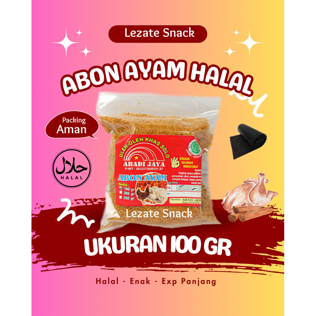 

Abon Ayam Asli 100gr Enak Gurih Murah / Abon Ayam Mpasi Bayi Lembut / Abon Ayam Kiloan Jogja Karwati Tunggal Roso WAP SNACK