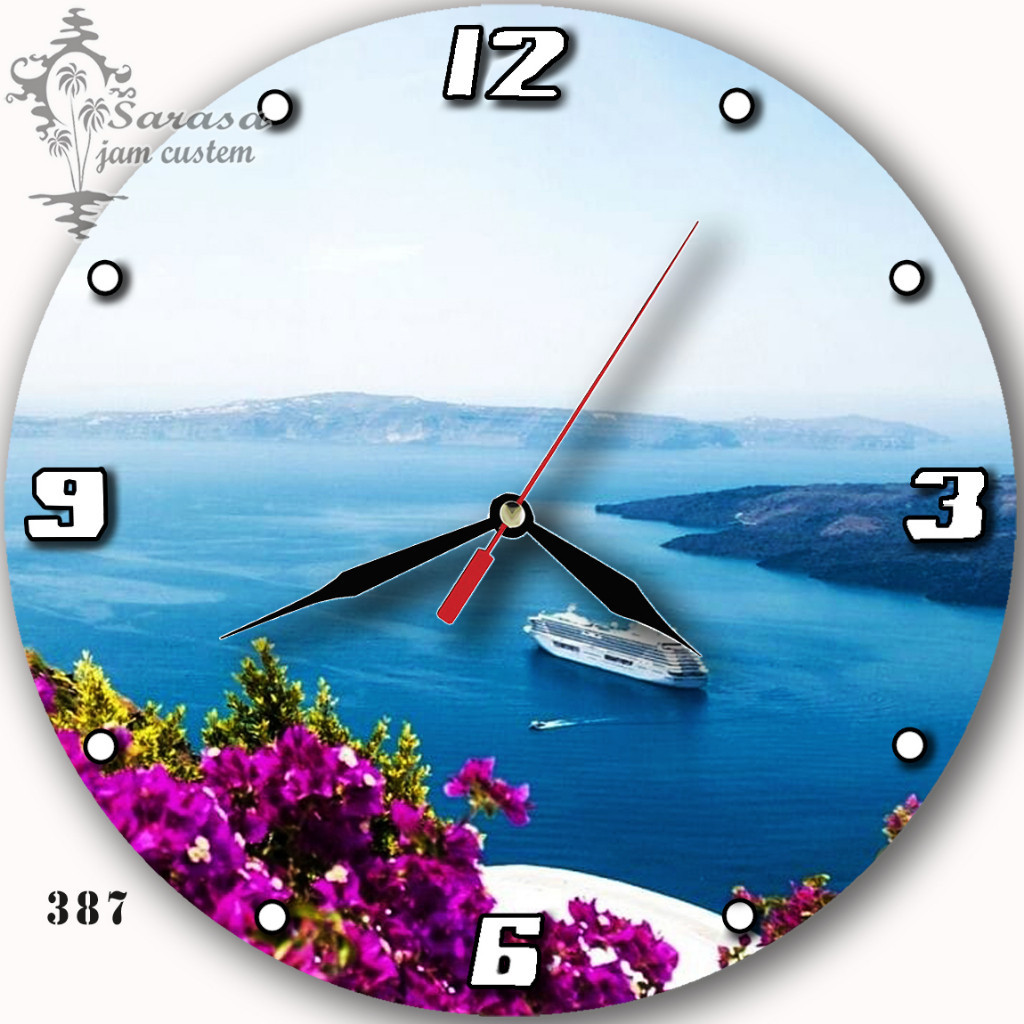 JAM DINDING CUSTOM 387 PEMANDANGAN LAUT KAPAL PESIAR