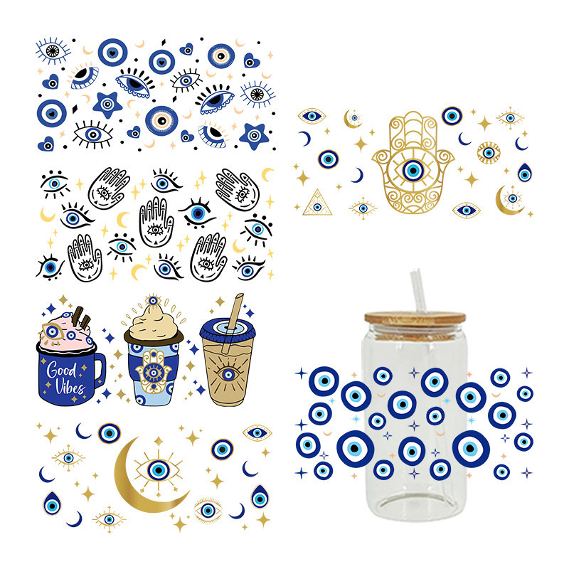 

UV DTF Transfer Sticker For The 16oz Libbey Glasses Wraps Cup Can DIY Waterproof Easy To Use Custom Decals D3331