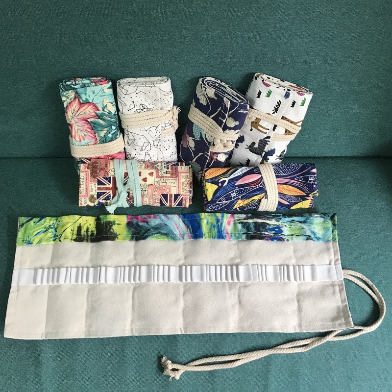 

36/48/72 Holes Rolling Pen Case Pencil Wrap Box Bag Novelty Cat Makeup Storage Cosmetic Promotional Gift Stationery 3 Sizes