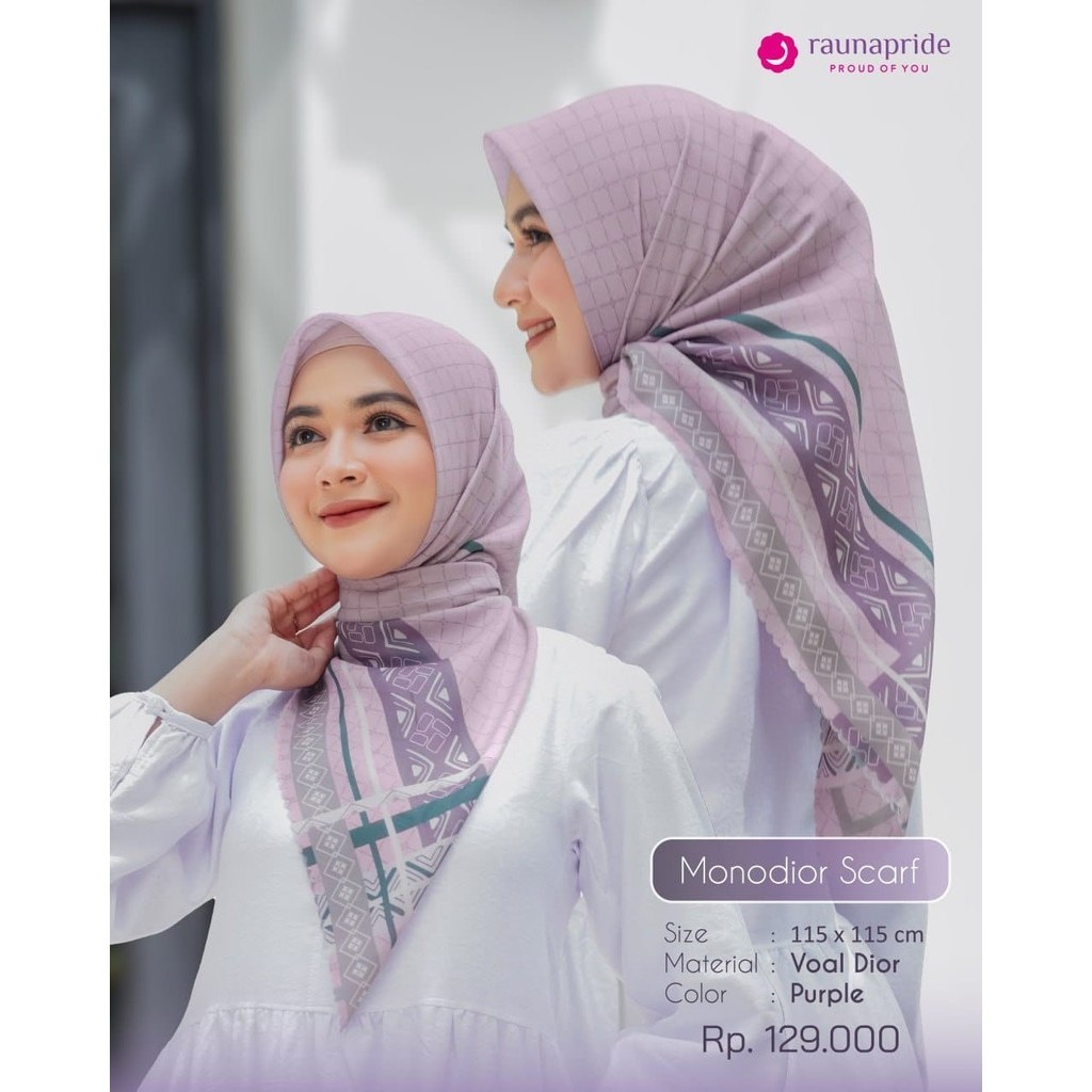 RAUNA, Hijab Segi Empat Monodior Scarf
