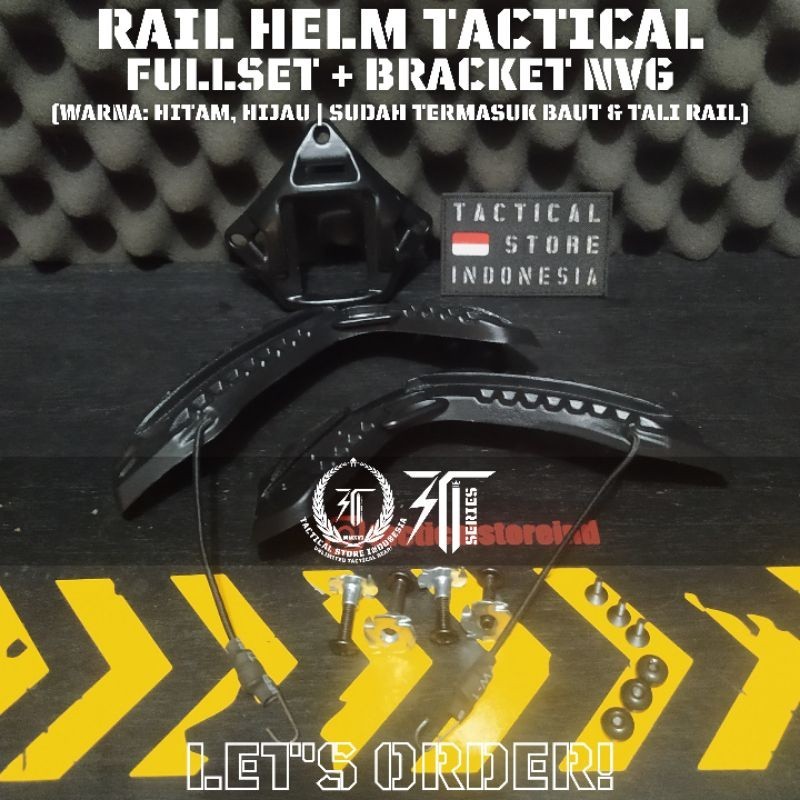 QX31FV Part Helm Tactical - Rel Helm Balistic / Rail Helm Tactical dan Bracket NVG 1 Set (ABS)