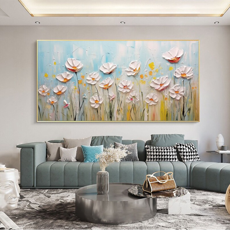 Lukisan dinding abstrak tekstur minimalis modern aesthetic bunga untuk hiasan dinding rumah Lukisan 