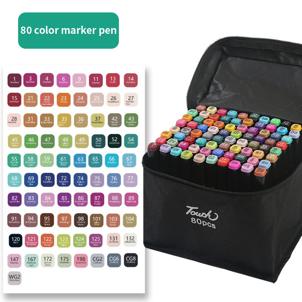 

24-80Pcs Marker Pen Set Kids Drawing Toys Double Headed Oily Based Markers Draw Graffiti Manga Supplies DIY Crafts Art Supplies