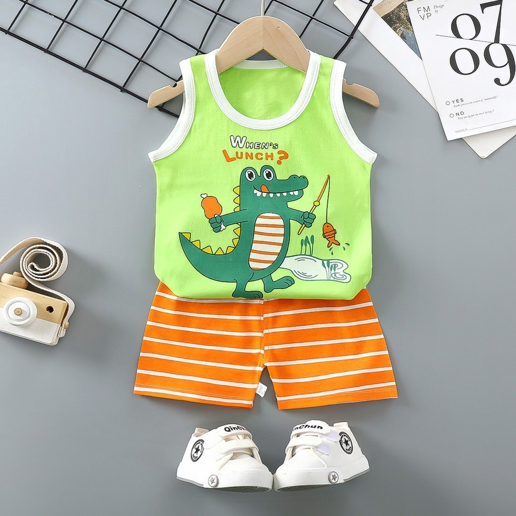 set baju tidur anak unisex gambar buaya harga grosir bisa cod