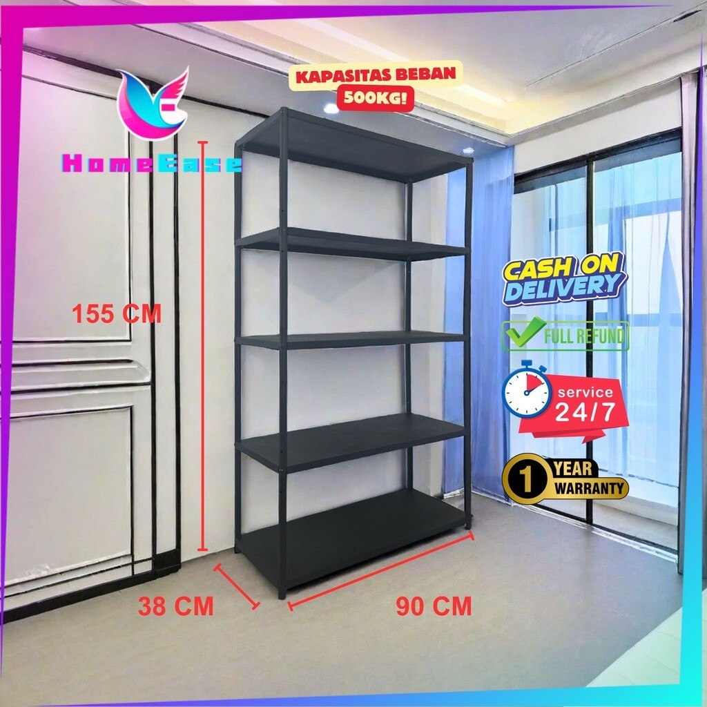 HomeEase -rak dapur rak penyimpanan ruang tamu Rak Display Susun Rak Besi Serbaguna Multi-tingkat Pe