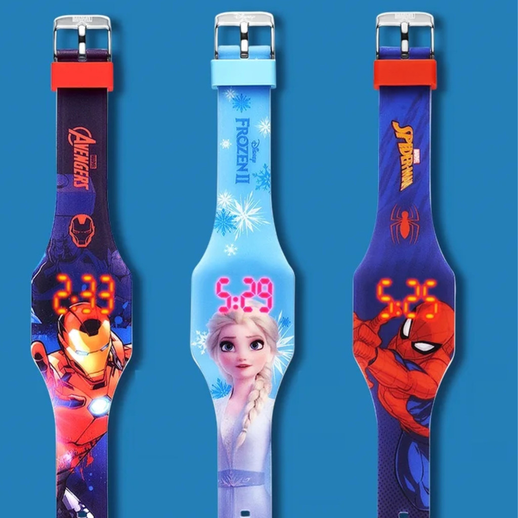 Jam Tangan LED Anak Karakter Spiderman Frozen