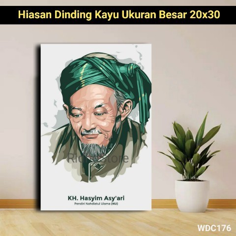 Hiasan dinding kayu MDF tema  Kyai Hasyim Asyari pendiri NU /ULAMA HABIB/uk 20x30cm/murah