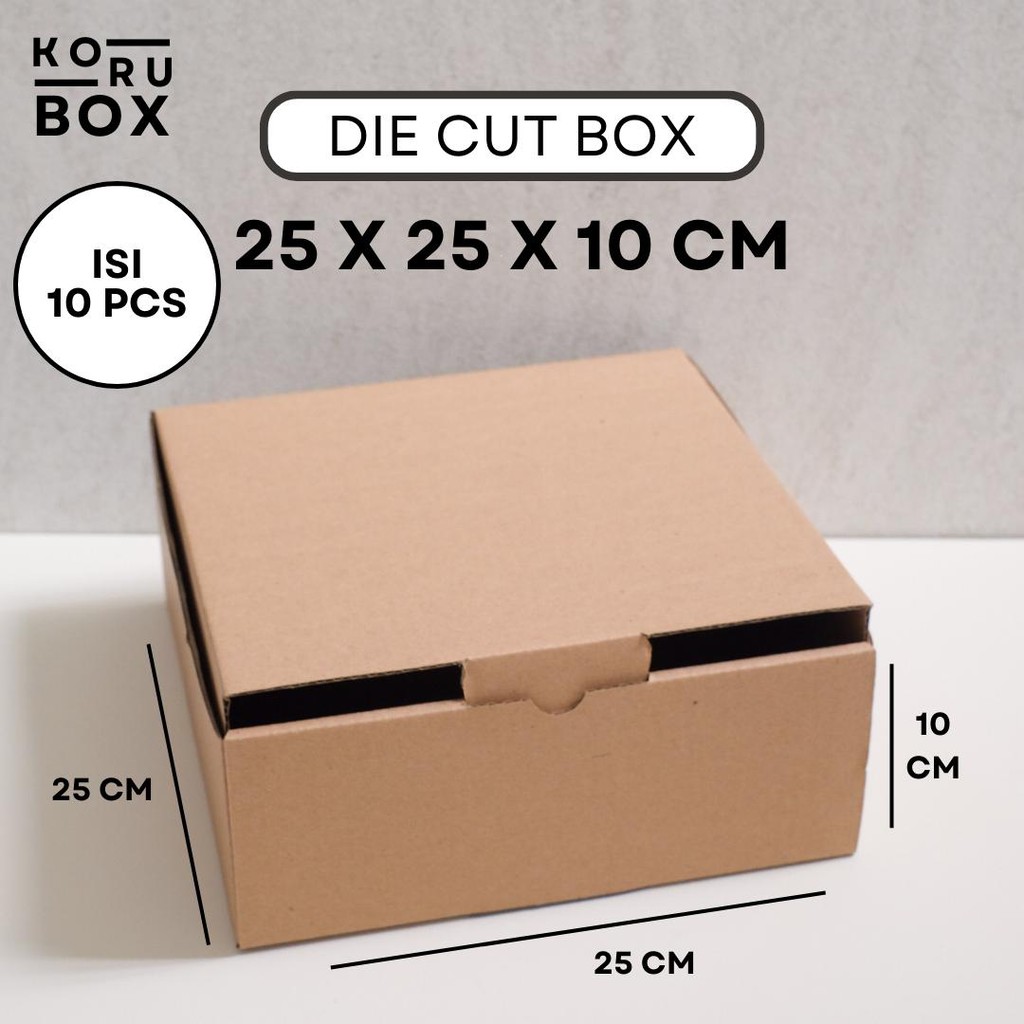

[ISI 10] Box Kardus Karton Die Cut Mailer 25x25x10 cm Tanpa Sablon - Bahan B Flute Cokelat