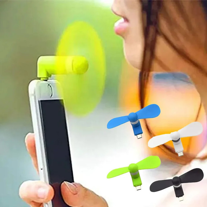 Kipas Angin Travel Hanphone Port Lubang Charger Micro USB Type C Lightning iPhone