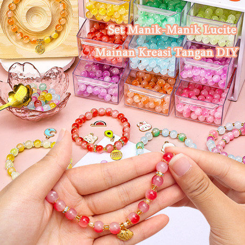 DIY Gelang Set Manik Manik Kristal Mainan Manik Edukasi Anak Aesthetic Mainan Anak Perempuan Aksesor