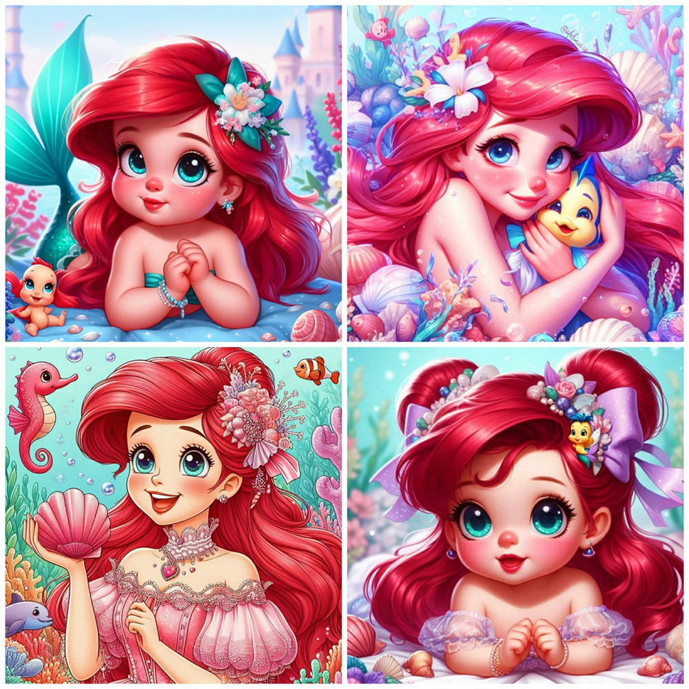 

Disney Coloring By Numbers Cartoon Princess Ariel Oil Painting By Numbers The Little Mermaid Acrylic Paint Arts And Crafts