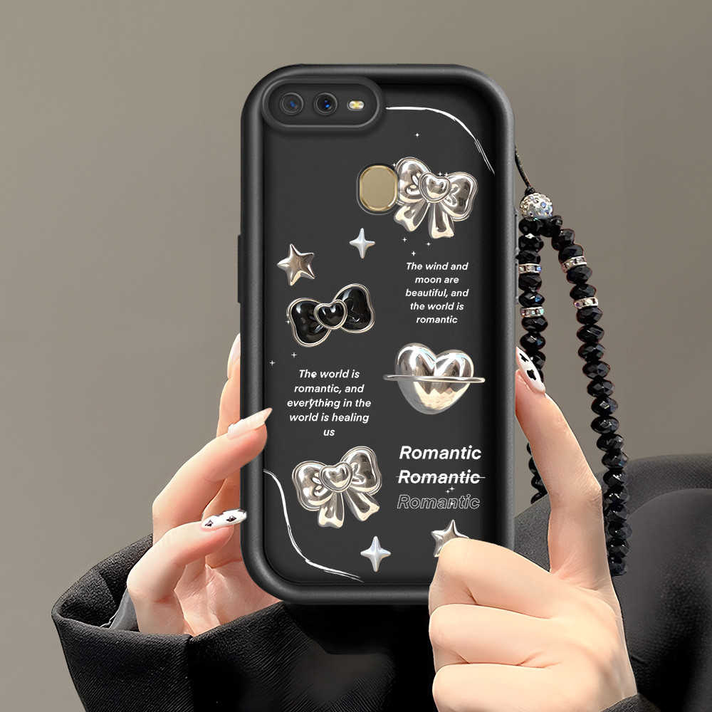 Casing Hp Untuk OPPO A7 A5S A12 A12S Softcase Mode Handphone Fashion Bow Includes Bracelet B7 Girl B