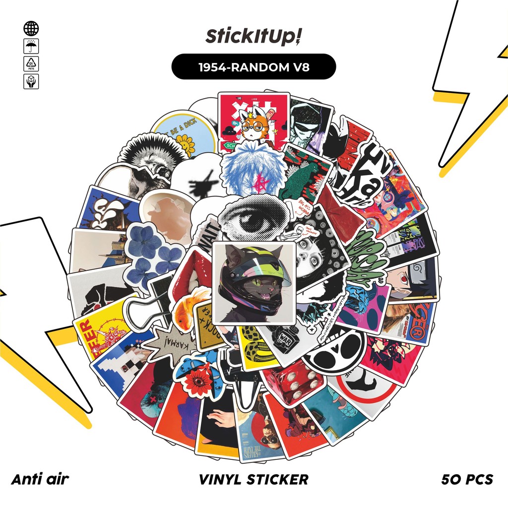

COD✨ 50 Pcs Stiker Pack Random V12 Lucu Aesthetic Vynil Waterproof untuk Freebies Sticker Buku Journal Casing HP Laptop