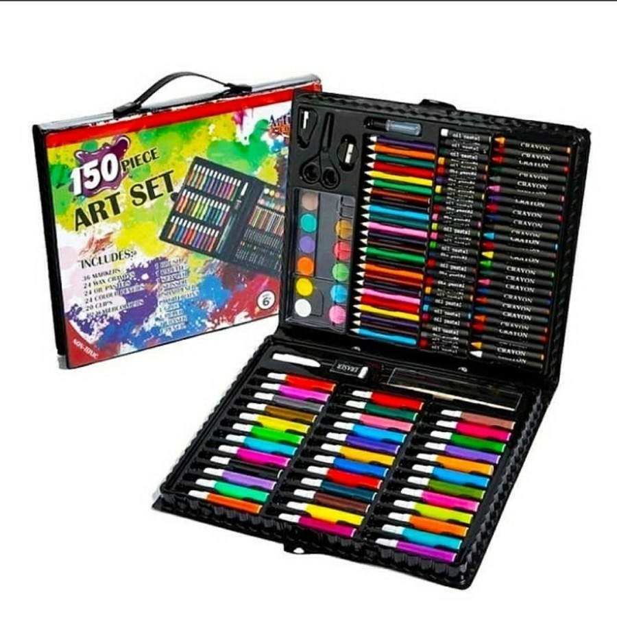 

murah banget Crayon SET Peralatan Gambar Mewarnai Ada Pensil Warna Crayon dan Spidol ( CRAYON 150 SET HITAM ) hig quality
