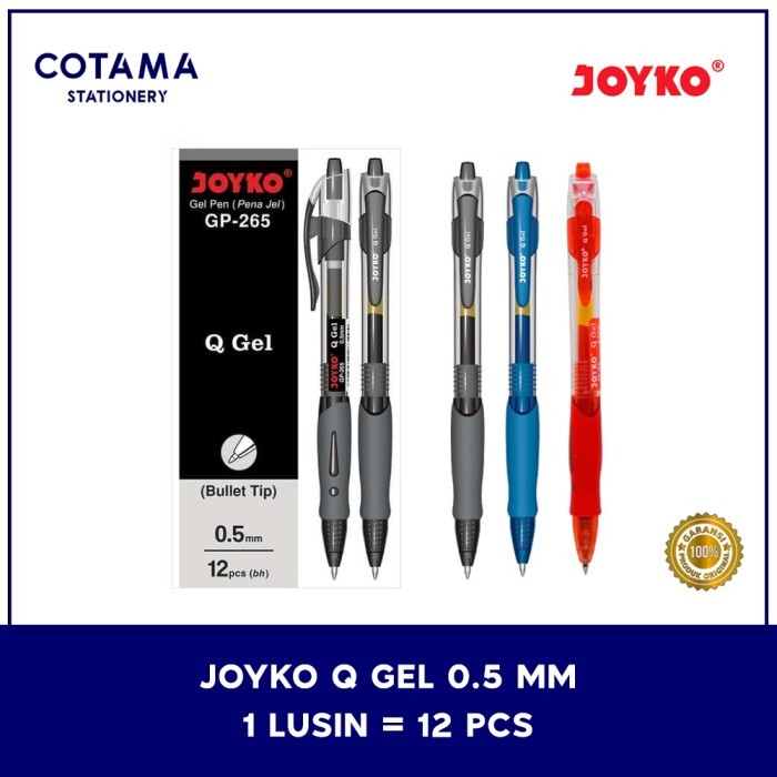 

Pulpen Joyko GP-265 Q Gel 0.5 mm - 1 lusin isi 12 pcs