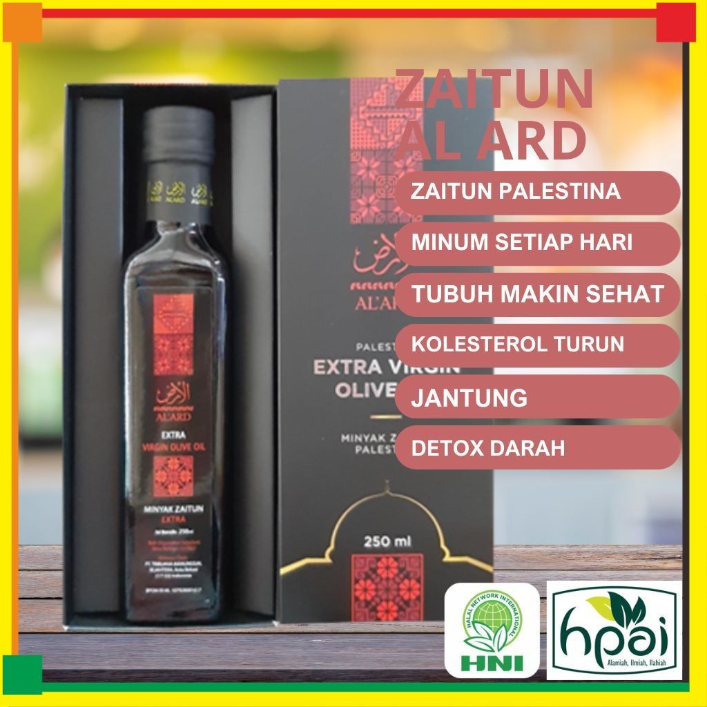 Minyak Zaitun Al-Ard HNI HPAI isi 250 ml Aman diminum setiap hari untuk menjaga dan merawat kesehata