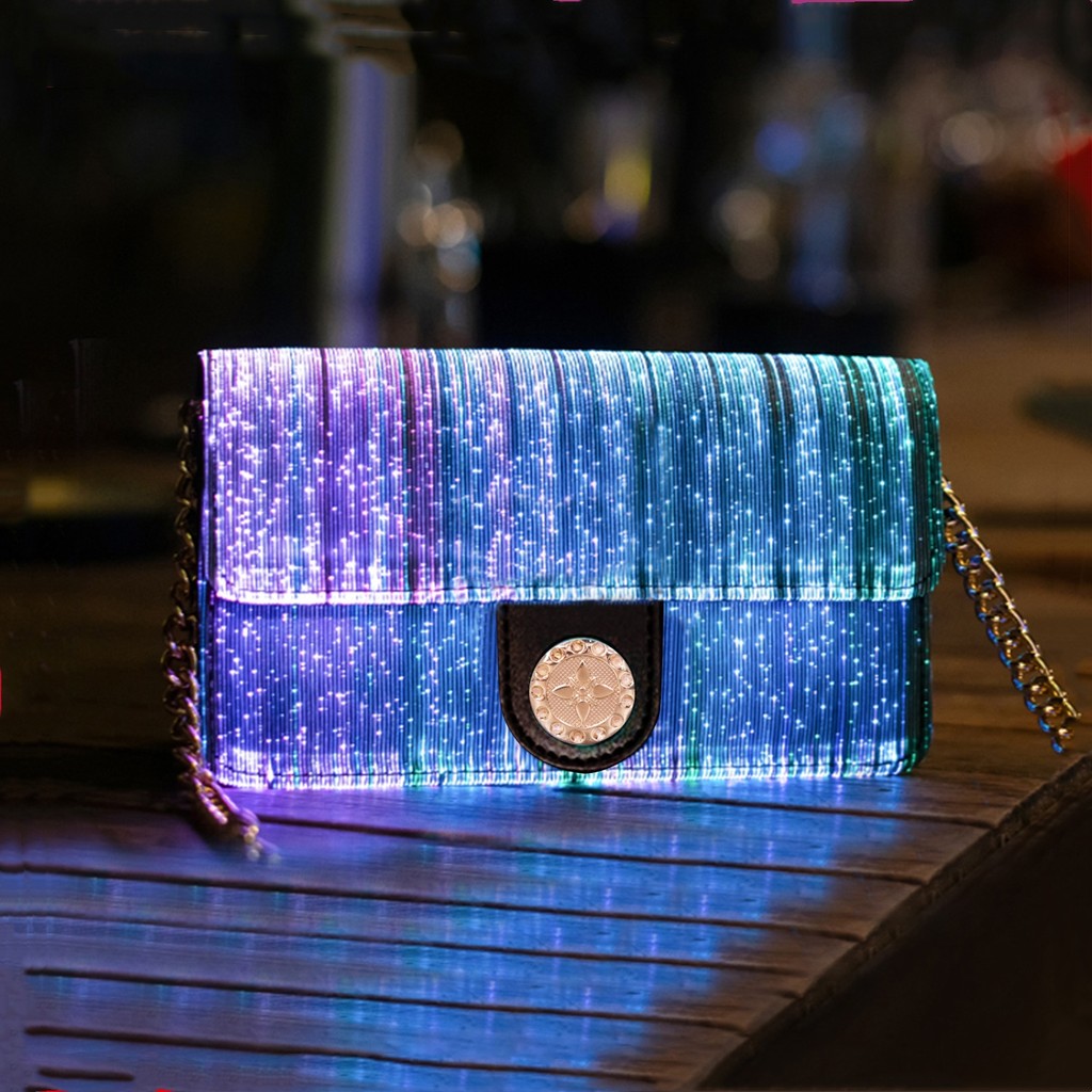 

Colorful Luminous Square Bags For Women LED Light New Fashion Shoulder Bag Optical Fiber Fabric Crossbody Bag сумка 가방 Bolsas