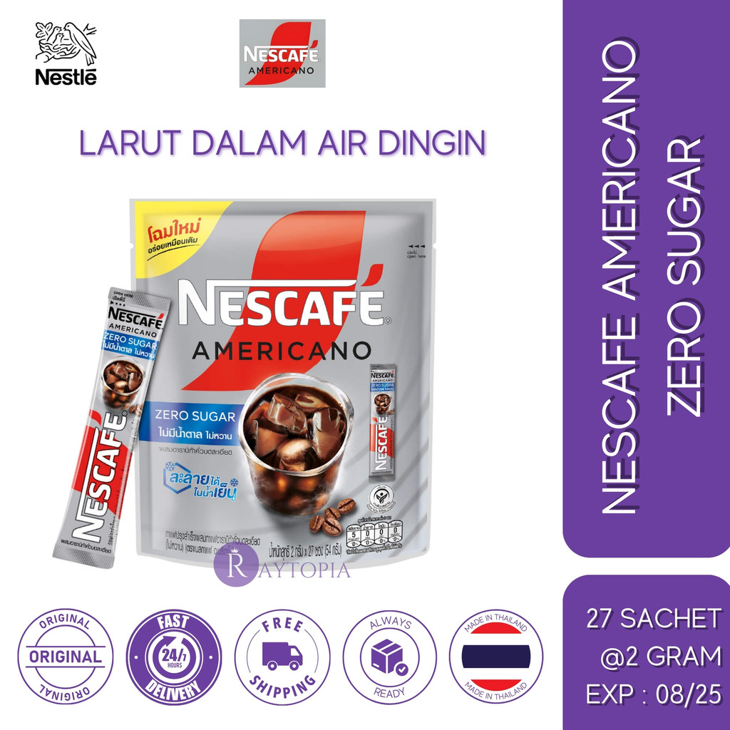 

Nestle Nescafe Americano Rasa Zero Sugar Pack Isi 27 Sachet Thailand