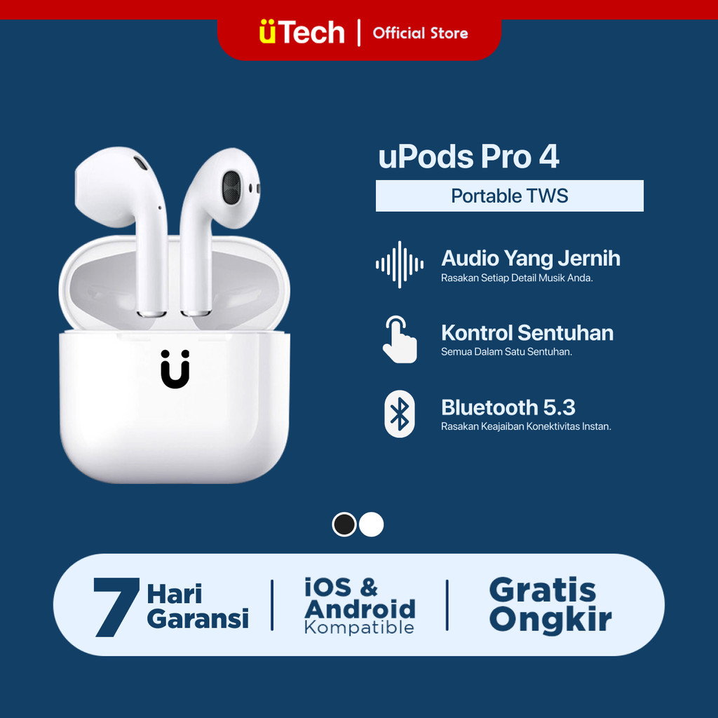 uPods Pro 4 TWS Wireless Charging Case - Bluetooth 5.3 Headset Earphone Wireless 9D HIFI Stereo Mini