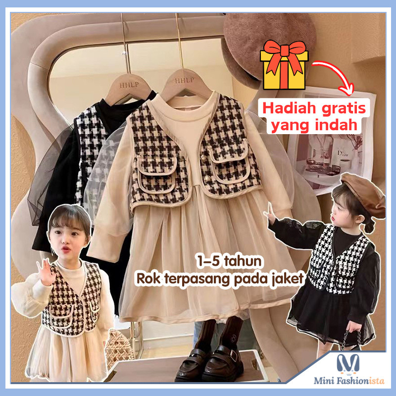 QR25GH dress anak perempuan import baju anak perempuan dress import anak perempuan dress rompi impor