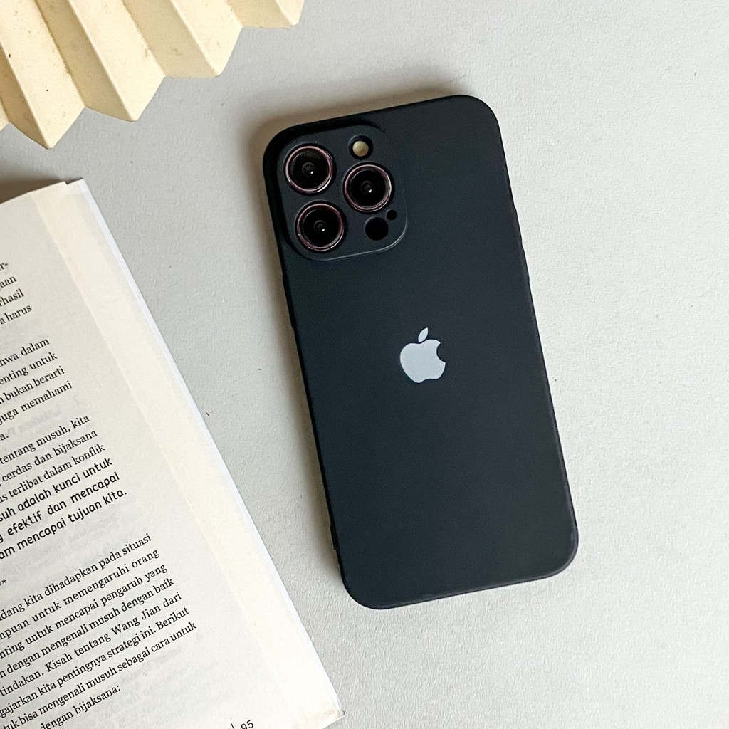 Square Flat Edge Black Soft Case Motif Logo Apple iPhone Case  - Case iPhone 7 8 7+ 8+ Xr X Xs 11 12