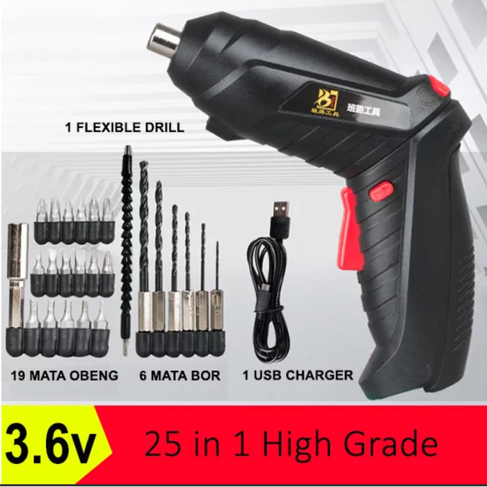 

25in1 Cordless Impact Drill Mini Mesin Bor Portable 3.6v Recharge