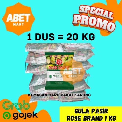 

GULA ROSE BRAND HIJAU KEMASAN 1 Karung 20Kg - 20 Kg Pcs Pak Dus Rosebrand Manis Putih